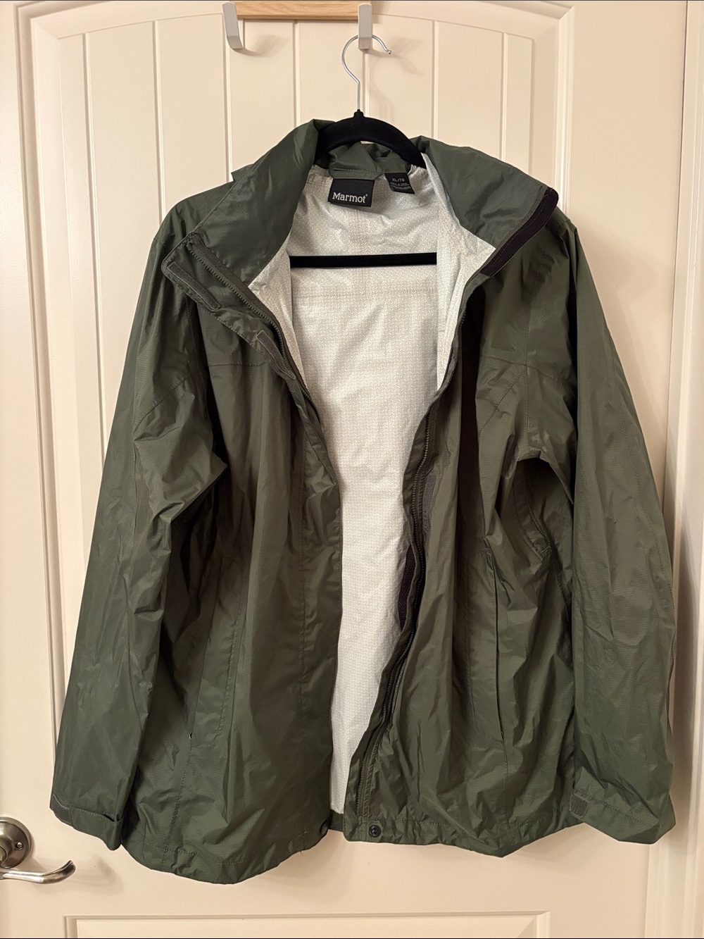 Marmot Olive Green Raincoat / Rain Shell with Hood